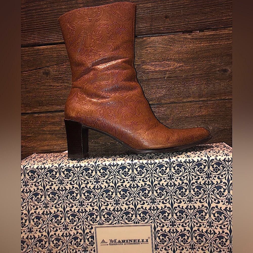 vintage A. Marinelli boots by Marinelli Genuine Leather Floral Embossed